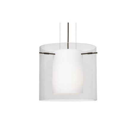 Besa Lighting Pahu 12 Cable Pendant, Clear/Opal, Bronze Finish, 1x11W LED 1KG-C18407-LED-BR